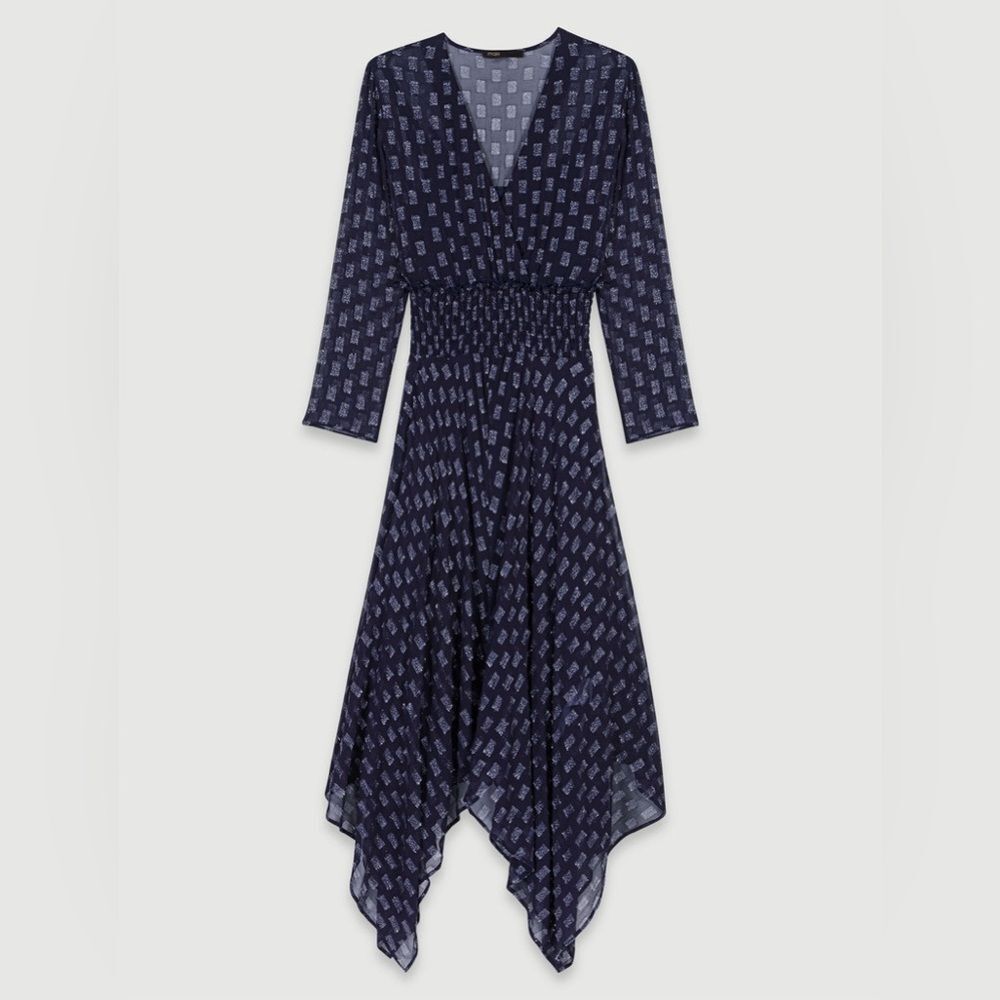 Maje Navy Asymmetrical Dress size 40 us 8 NWOT - Picture 3 of 8